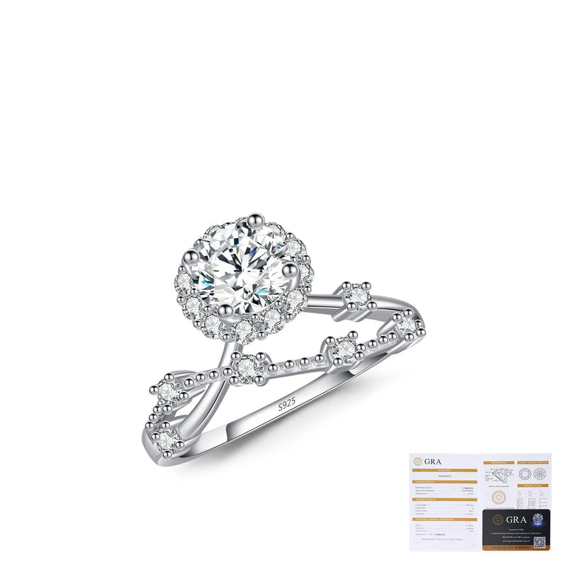 Floral Vine Moissanite Ring in Sterling Silver – Elegant Old - On Model View - FITINY