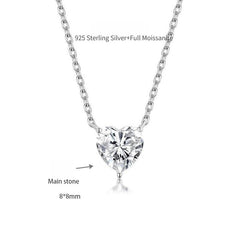 Heart-Shaped Moissanite Pendant Necklace in Sterling Silver  - Gift Box - FITINY Jewelry