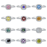 S925 Colorful Moissanite Halo Rings with Pavé-Set Band & Square Accents, 0.5ct-2ct D-Grade VVS1 Moissanite in 12 Vibrant Colors with GAR certification, Sterling Silver Adjustable Ring