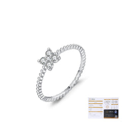 Four-Leaf Clover Moissanite Ring in Sterling Silver – Delica - Detail View - FITINY Jewelry