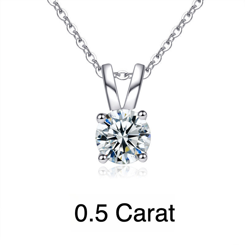 S925 Moissanite Classic Four-Prong Pendant, Minimalist Collarbone Chain Jewelry Pendant Necklace for Women