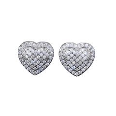Dainty Iced Out CZ Heart Stud Earrings, Micro-Pavé Love Stud - Front View - FITINY Jewelry