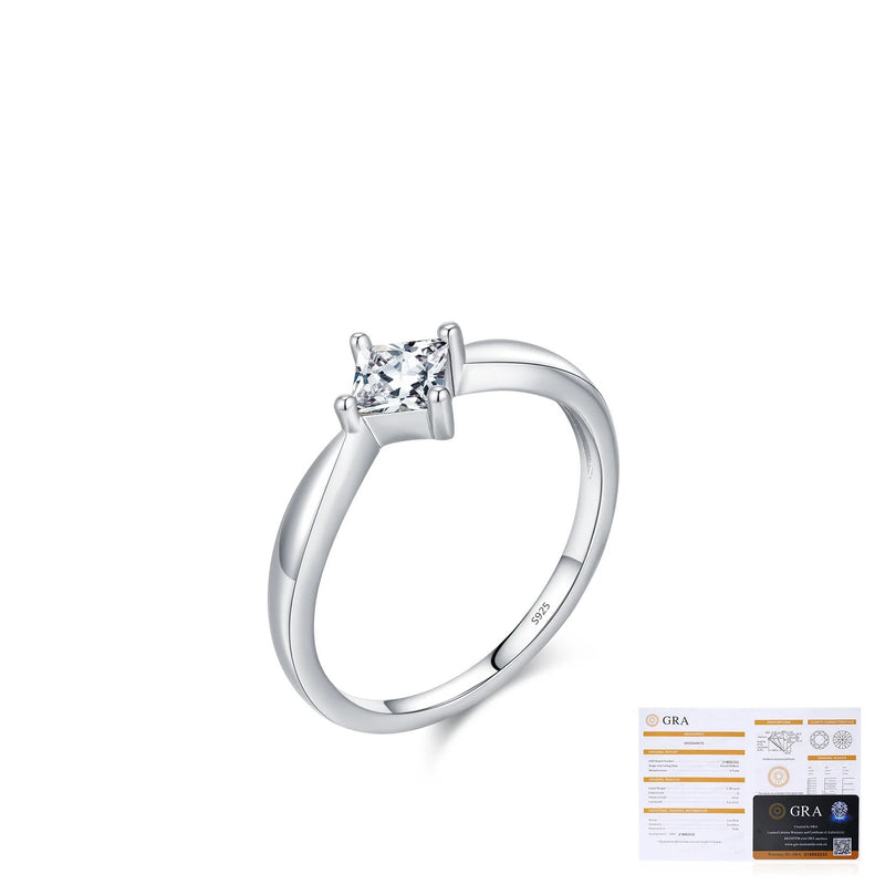 Geometric Square Moissanite Ring in Sterling Silver for Wome - Detail View - FITINY Jewelry