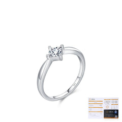 Geometric Square Moissanite Ring in Sterling Silver for Wome - Detail View - FITINY Jewelry