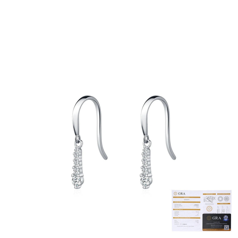 Waterdrop Moissanite Drop Earrings in Sterling Silver - On Model View - FITINY