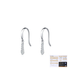 Waterdrop Moissanite Drop Earrings in Sterling Silver - On Model View - FITINY