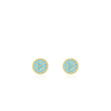 Round Turquoise Stud Earrings in Sterling Silver – Minimalis - On Model View - FITINY