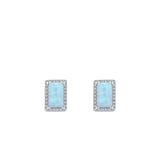 Geometric Opal Stud Earrings & Sterling Silver Ring Set in Modern Minimalist Design