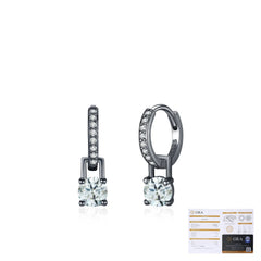 Geometric Green-Gray Moissanite Stud Earrings in Sterling Si - Side View - FITINY