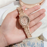 Luxury Women’s Rhinestone Quartz Watch with Diamond-Studded Dial & Bracelet, Elegant Analog Wristwatch for Ladies