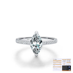 Marquise-Cut Moissanite Ring in Sterling Silver – Elegant Lu - Detail View - FITINY Jewelry