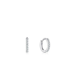 Round Full-Zirconia Hoop Earrings in Sterling Silver - Front View - FITINY Jewelry