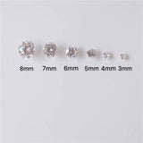 S999 Dazzling Minimalist CZ Stud Earrings, 2-8MM Cubic Zirconia Hypoallergenic Pure Sterling Silver Tiny Earrings for Sensitive Ears Daily - Fitiny