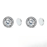 Stainless Steel Magnetic CZ Round Halo Stud Earrings for Men Women, Round Cubic Zirconia Inlaid Magnetic Earrings Non-Piercing Clip On Stud Earring - Fitiny