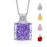 Multicolor Ice Flower Cut CZ Dual Cushion Pendant Necklace, 12*12mm 5A Cubic Zirconia, Dainty Luxe Pendant