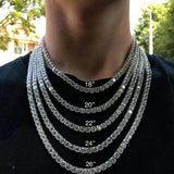 VVS1 Moissanite S925 & 14K Tennis Chain Iced Out Necklace and Bracelet, 6–26 Inch, 2–6.5mm Round Cut D-Grade Certified Moissanite, Sterling Silver White Gold Plated, Hypoallergenic Hip Hop Jewelry