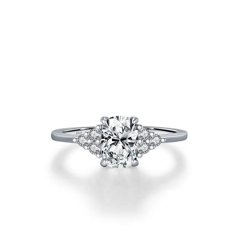 Geometric Moissanite-Embellished Sterling Silver Ring for Wo - Front View - FITINY Jewelry