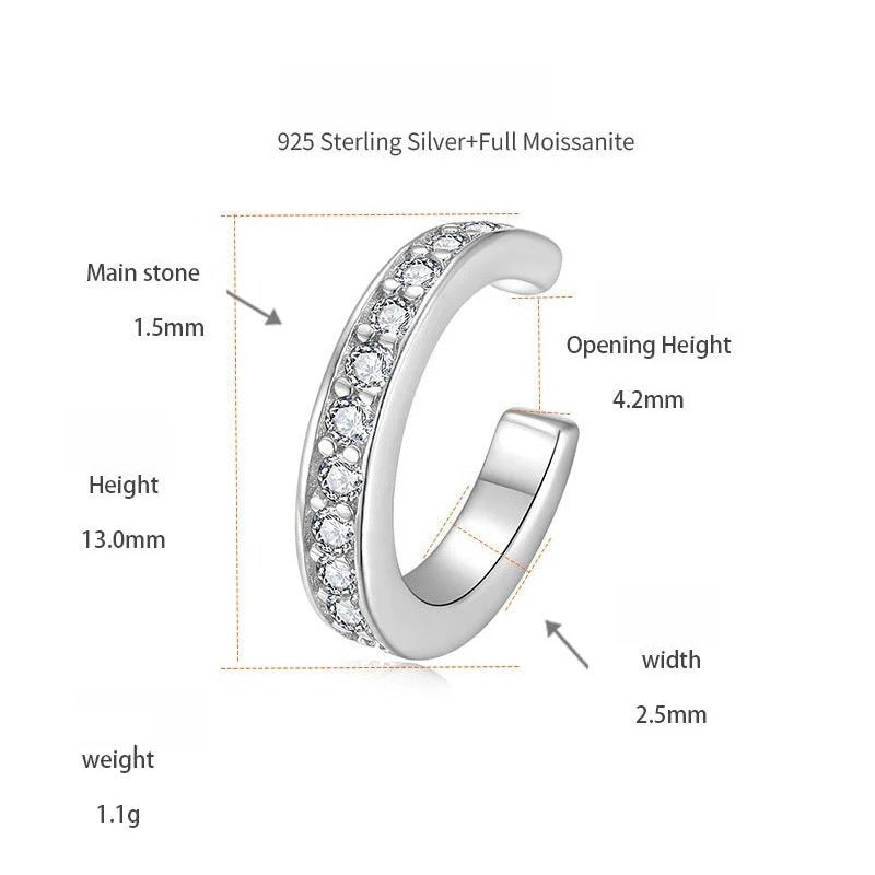Geometric Moissanite Ear Cuffs – Hypoallergenic Sterling Sil - Front View - FITINY Jewelry