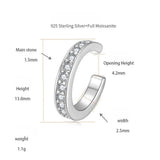 FITINY Geometric Moissanite Ear Cuffs – Hypoallergenic Sterling Silver Ear Bone Clips for Non-Pierced Ears