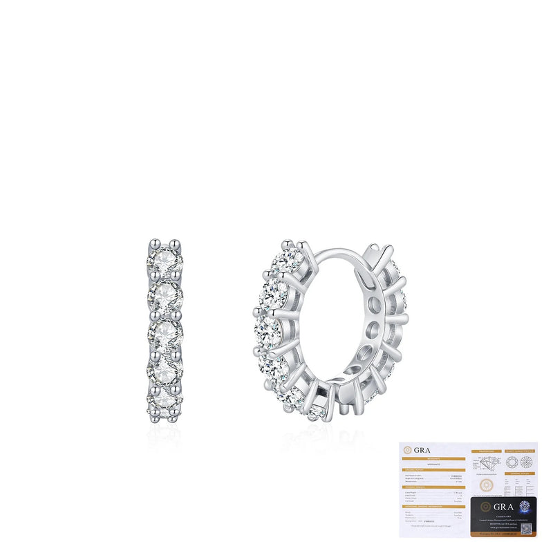 Geometric Moissanite Stud Earrings in Sterling Silver – Ligh - Detail View - FITINY Jewelry