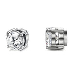 Stainless Steel Magnetic Stud Earrings for Men Women Unisex, 6/8mm 4-Prong Round CZ Inlaid Magnetic Earrings Non-Piercing Clip On Studs - Fitiny