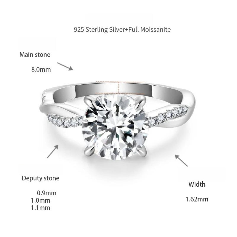 2-Carat Full Moissanite Solitaire Ring with Four-Prong Vine  - Front View - FITINY Jewelry