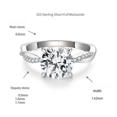 2-Carat Full Moissanite Solitaire Ring with Four-Prong Vine  - Front View - FITINY Jewelry