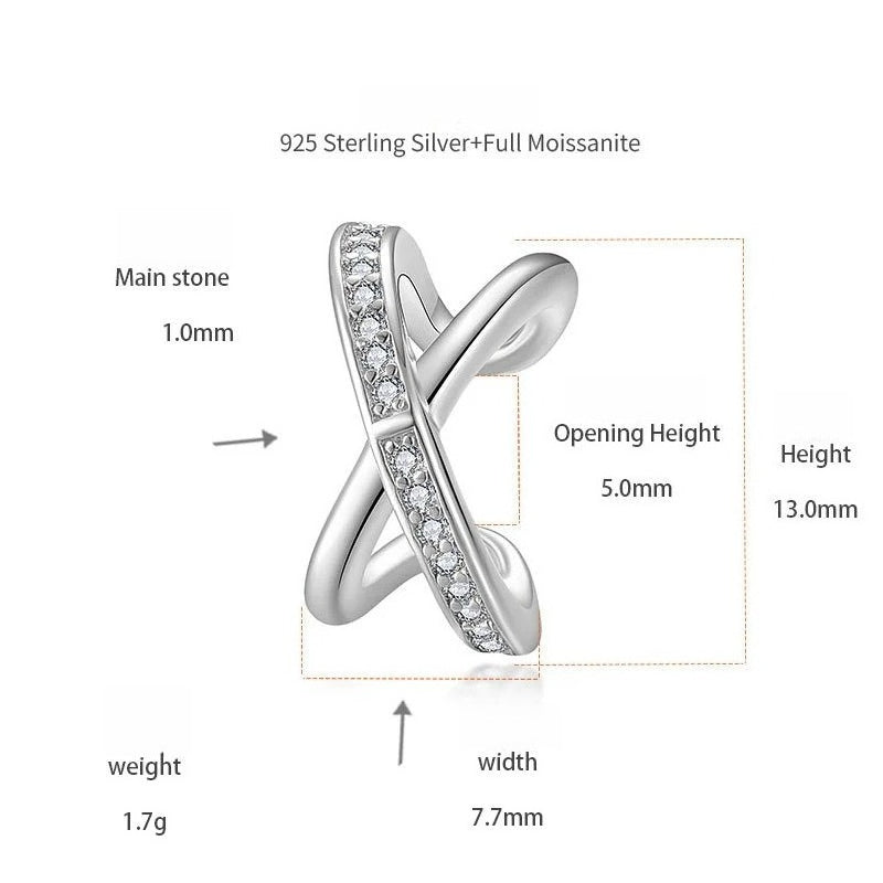Geometric Moissanite Ear Cuffs – Hypoallergenic Sterling Sil - Front View - FITINY Jewelry