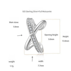Geometric Moissanite Ear Cuffs – Hypoallergenic Sterling Sil - Front View - FITINY Jewelry