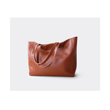 Summer Large Capacity Genuine Leather Women's Tote Bag, Cowhide Handbag Work Commute Shoulder Bag
