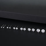 S999 Dazzling Minimalist CZ Stud Earrings, 2-8MM Cubic Zirconia Hypoallergenic Pure Sterling Silver Tiny Earrings for Sensitive Ears Daily - Fitiny