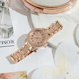 Luxury Women’s Rhinestone Quartz Watch with Diamond-Studded Dial & Bracelet, Elegant Analog Wristwatch for Ladies