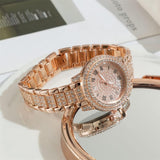 Luxury Women’s Rhinestone Quartz Watch with Diamond-Studded Dial & Bracelet, Elegant Analog Wristwatch for Ladies