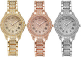 Luxury Women’s Rhinestone Quartz Watch with Diamond-Studded Dial & Bracelet, Elegant Analog Wristwatch for Ladies