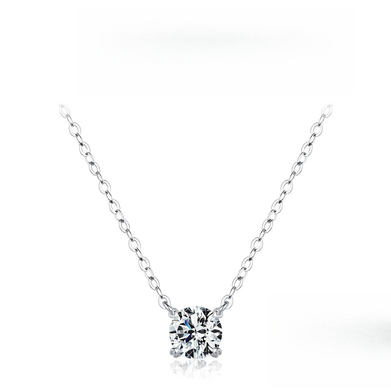 Geometric Moissanite Necklace in Sterling Silver – Square, R - Front View - FITINY Jewelry