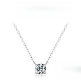 FITINY Geometric Moissanite Necklace in Sterling Silver – Square, Round, or Solitaire Pendant for Women