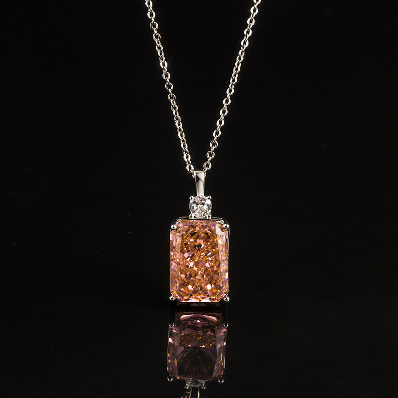 Multicolor Ice Flower Cut CZ Pendant Necklace, 10*14mm 5A Cubic Zirconia, 6 Color Options, Dainty Luxe Pendant