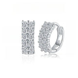 FITINY Double-Row Full-Pavé Moissanite Stud Earrings in 18K Gold-Plated 925 Sterling Silver