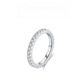 Geometric Moissanite-Pave Ring in Sterling Silver – Stackable Minimalist Band