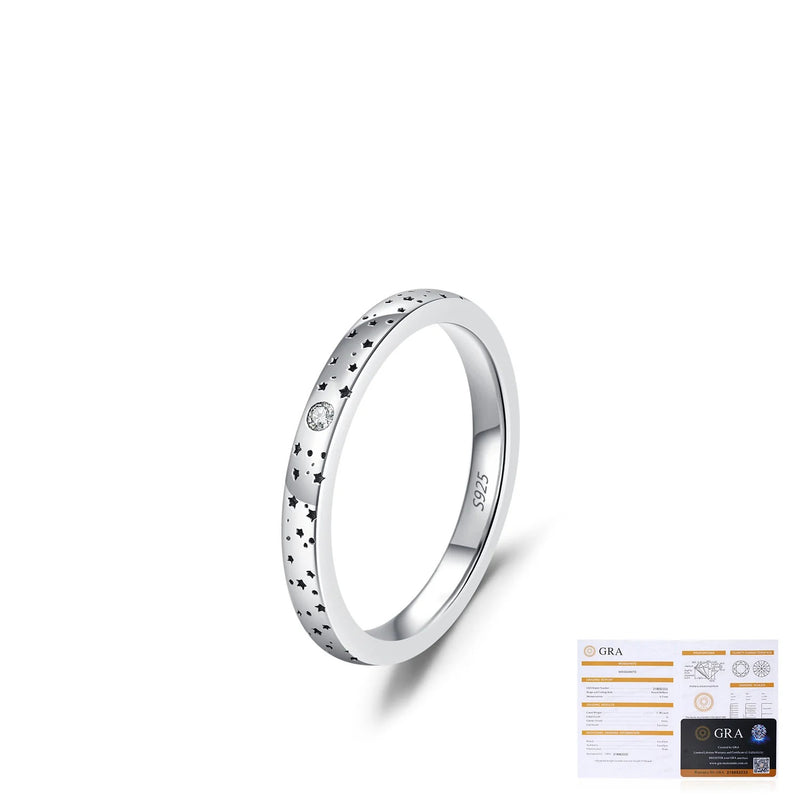 Star-Shaped Moissanite Ring in Sterling Silver – Narrow and  - Detail View - FITINY Jewelry