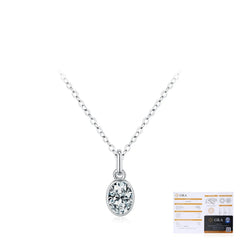 Geometric Oval Moissanite Pendant Necklace in Sterling Silve - Detail View - FITINY Jewelry