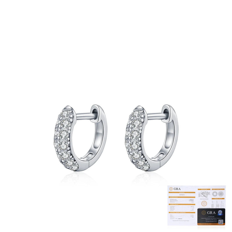 Geometric Moissanite Hoop Earrings in Sterling Silver - Detail View - FITINY Jewelry