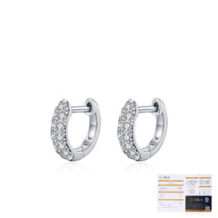 Geometric Moissanite Hoop Earrings in Sterling Silver - Detail View - FITINY Jewelry