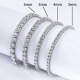 Hip Hop Iced Out Tennis Chain Bracelet, 18K Gold & White Gold Plated, 3–6mm CZ Iced Out Bling Jewelry