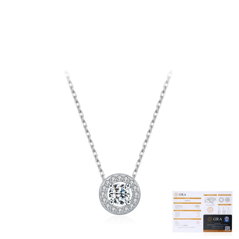 Round Moissanite Pendant Necklace in Sterling Silver – Delic - Detail View - FITINY Jewelry