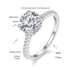 Moissanite Μονόπετρο Δαχτυλίδι σε Ασημί 925 με Επιμετάλλωση Πλατίνας – Μινιμαλιστική Στοιβάσιμη Βέρα για Γυναίκες