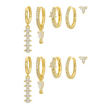 5 Pieces Simple Clover Single-Row Serrated Ear Cuff Earring Set, 18k Gold-Plated  Teardrop Zircon Earrings, S925 Needle, Stacked Lobe Designs with Dazzling Zirconia