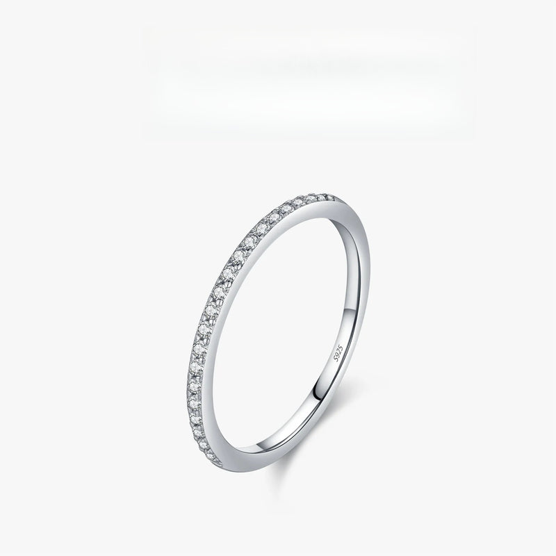 Geometric Moissanite Band Ring in Sterling Silver - Front View - FITINY Jewelry