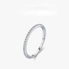 Geometric Moissanite Band Ring in Sterling Silver - Front View - FITINY Jewelry