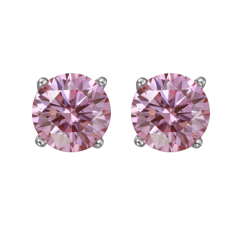 S925 Multicolor Moissanite 4-Prong Stud Earrings, 10 Color 0.5-3ct D-Grade VVS Certificate, Unisex Hypoallergenic Sterling Silver Gift - Fitiny